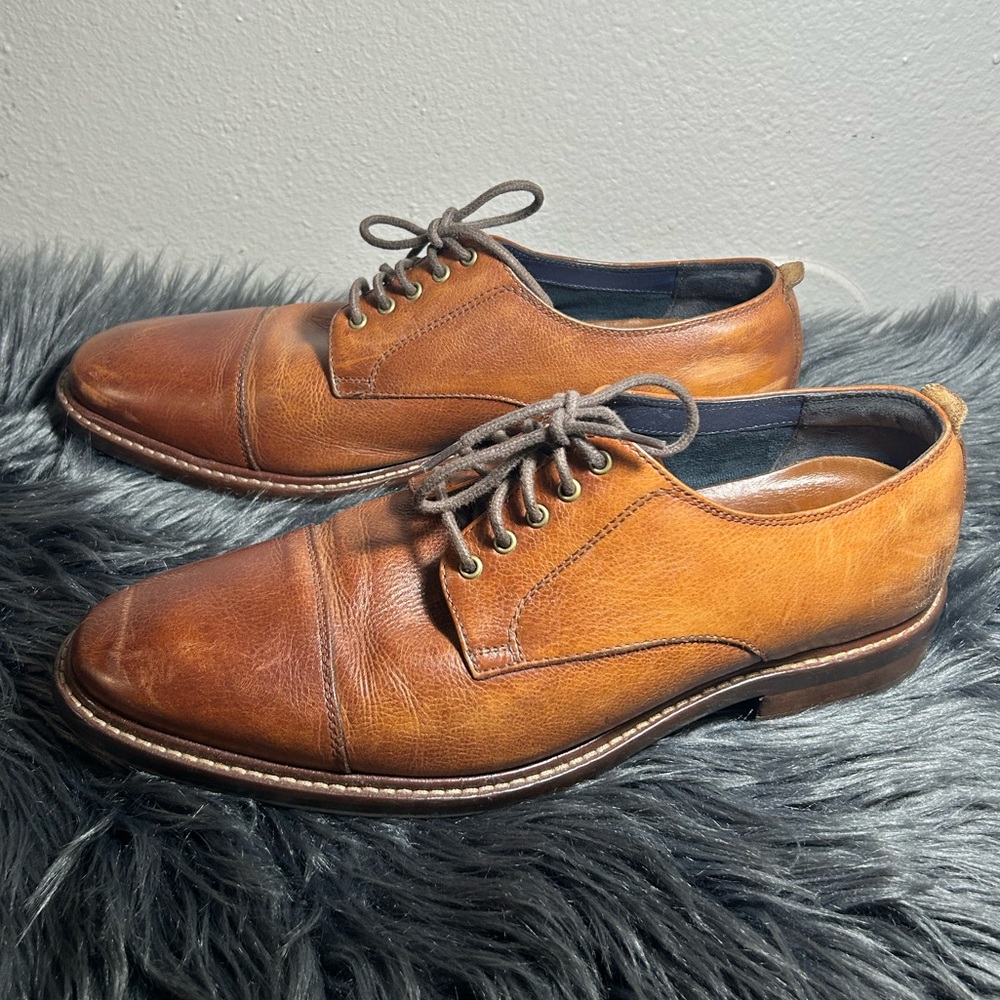 Cole Haan Men Benton Ii Oxford Cap Toe Oxfords Brown Leather Dress Shoes Sz 11M